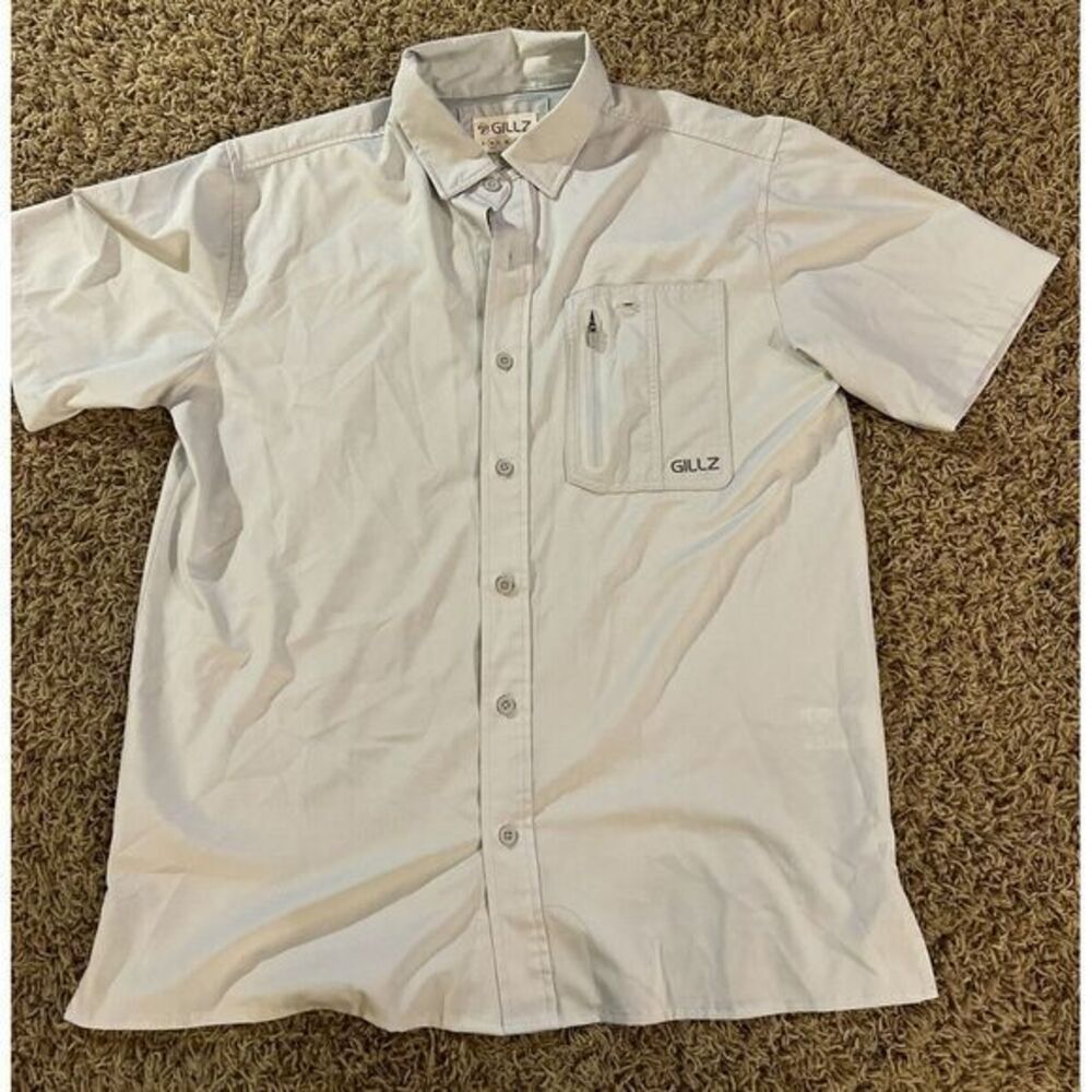 Gillz Performance Mens Fishing‎ Vented Short Sleeve Shirt Light BlueM Zip Pocket